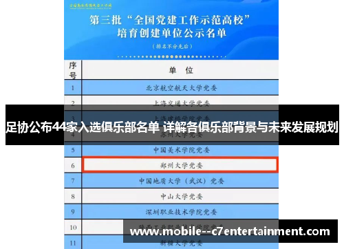 足协公布44家入选俱乐部名单 详解各俱乐部背景与未来发展规划 足协公布44家入选俱乐部名单 详解各俱乐部背景与未来发展规划